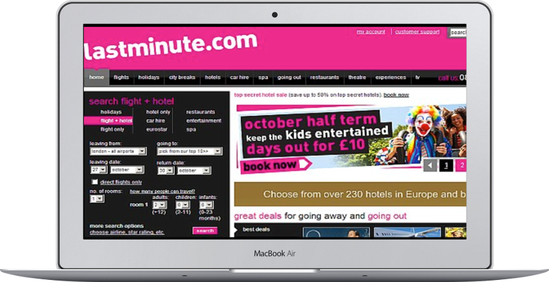 lastminute.com homepage